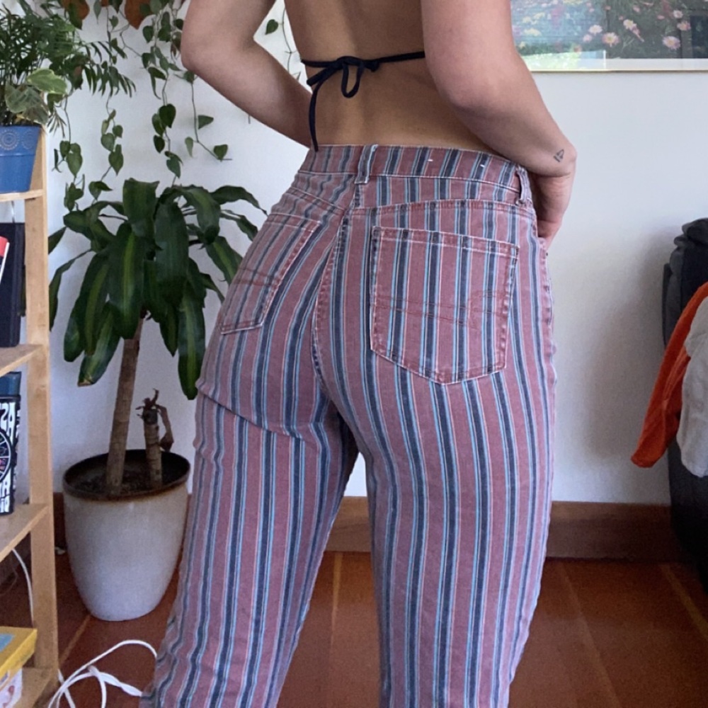 AEO Pinstripe Mom Jeans